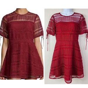 Tularosa Eden Fit And Flare Mini Dress In Deep Red Size S
